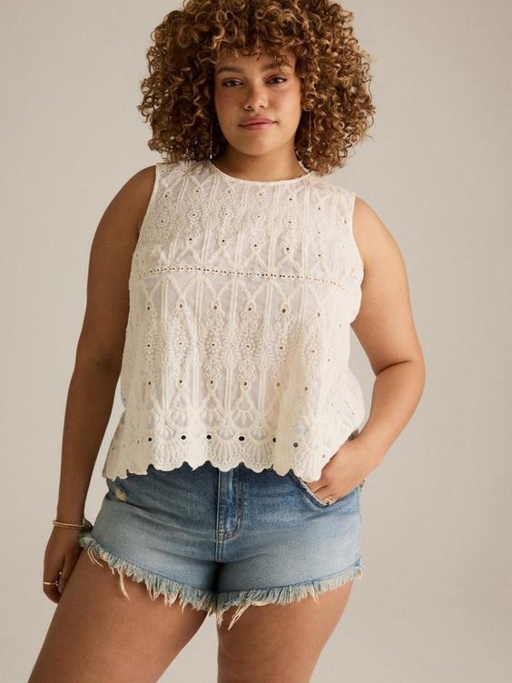 NWT Torrid Festi Sleeveless Open Back Eyelet Top